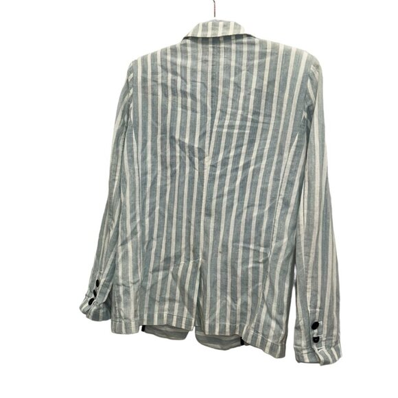 FRAME summer weight chambray blue stripe blazer jacket S - Picture 3 of 5